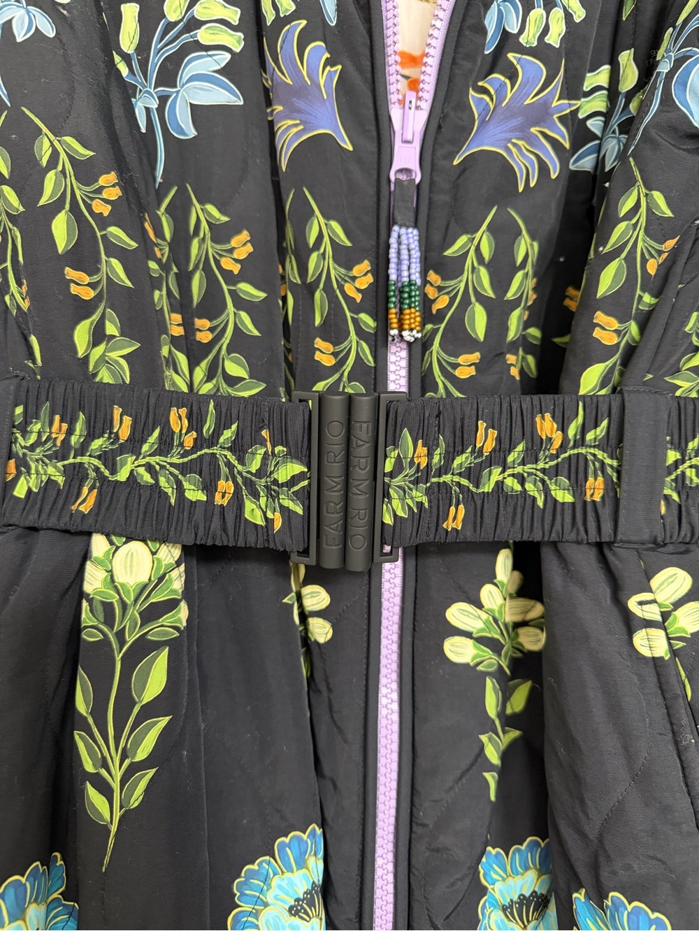 FARM Rio Reversible Floral-Print Quilted Shell Jacket, Size Small - Picture 7 of 12